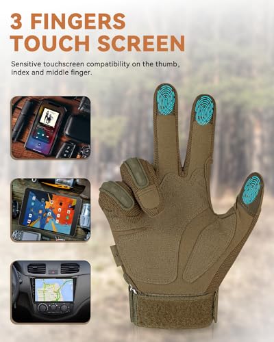 Tactical-Gloves-for-Men-Women-Motorcycle-Gloves-Touchscreen-Airsoft-Hunting-Shooting-Gloves-Black-Tan-for-Outdoor-Paintball-Work-Motorcycle-Climbing-Survival-Training