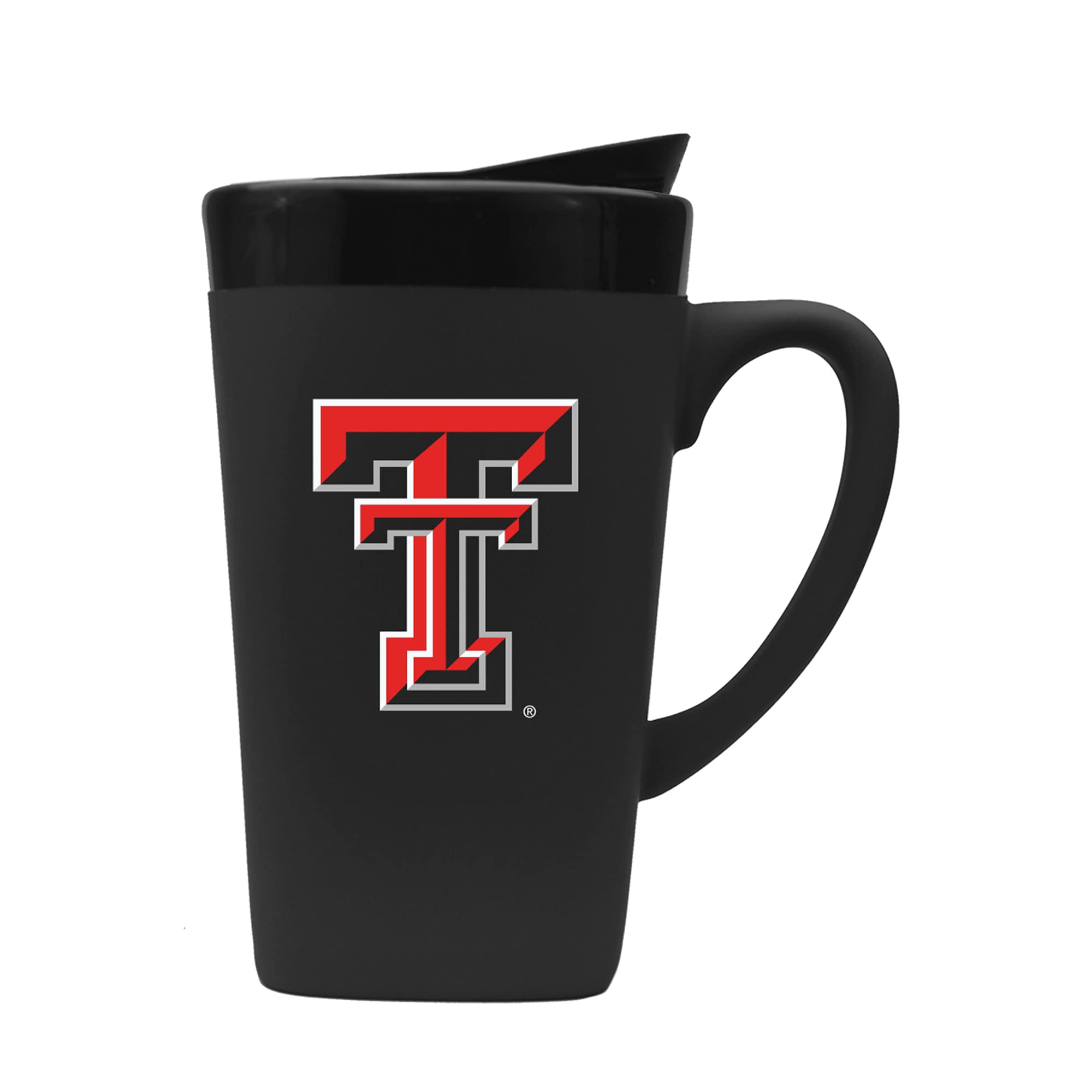 The Fanatic Group Texas Tech University Ceramic Mug with Swivel Lid, Design 1 - Black