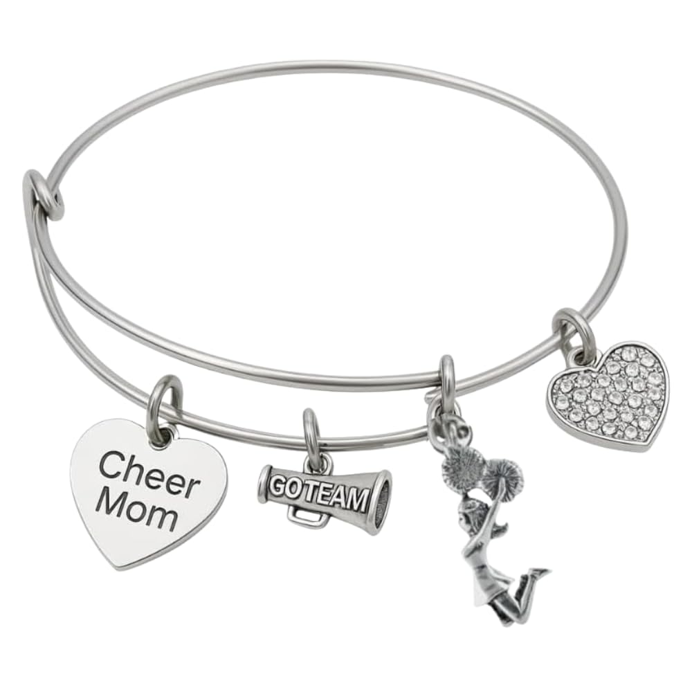 Infinity Collection - Cheer Bracelet- Adjustable Charm Bangle Bracelet- Cheer Jewelry - Gift For Cheerleaders &amp; Cheer Coaches