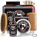 Gifts for Fathers Day, Beard Kit for Men, Beard Growth and Grooming Kit w/Beard Oil Beard Balm Beard Brush Beard Comb Beard Scissors, Birthday Gifts for Men Dad Husband Him Grandpa Boyfriend Brother