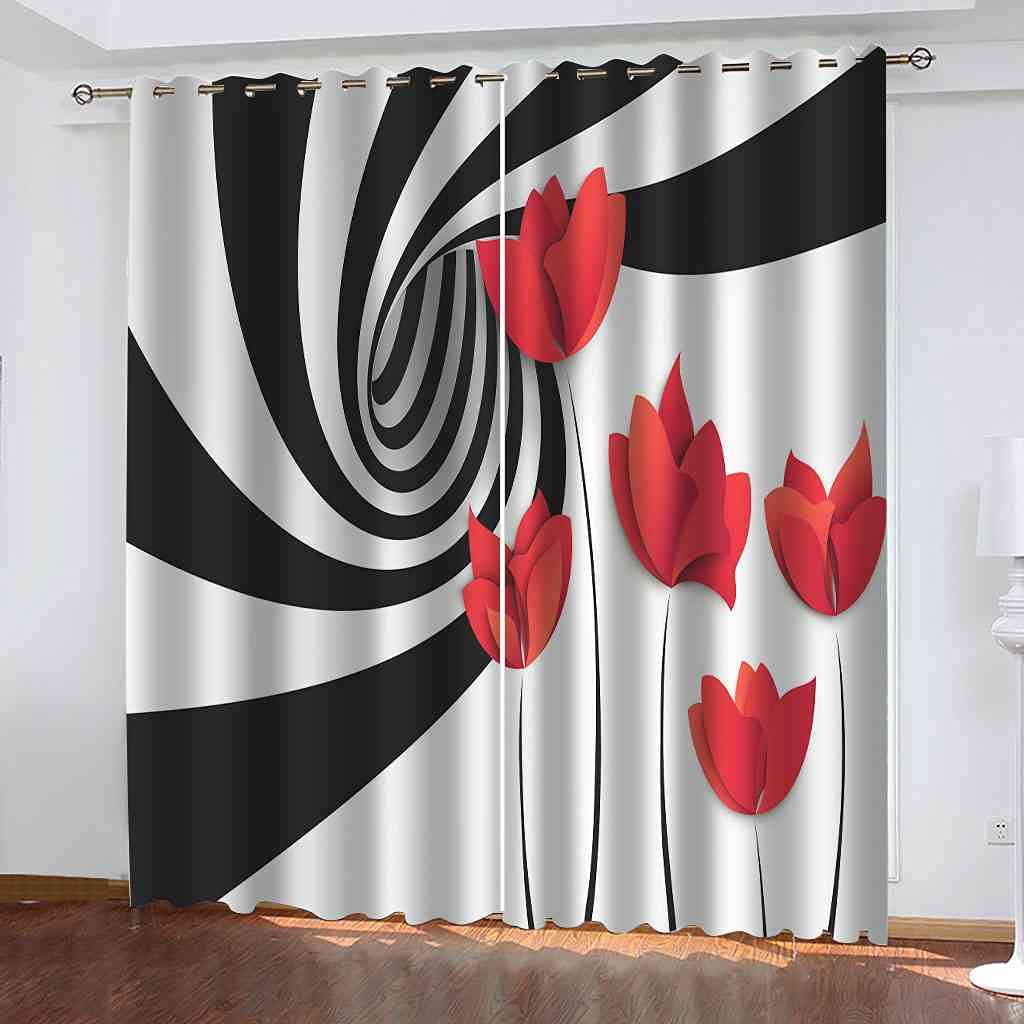Rideau occultant fleurs rouges 200x214 cm lot de 2 rideaux thermiques isolants pour grand salon