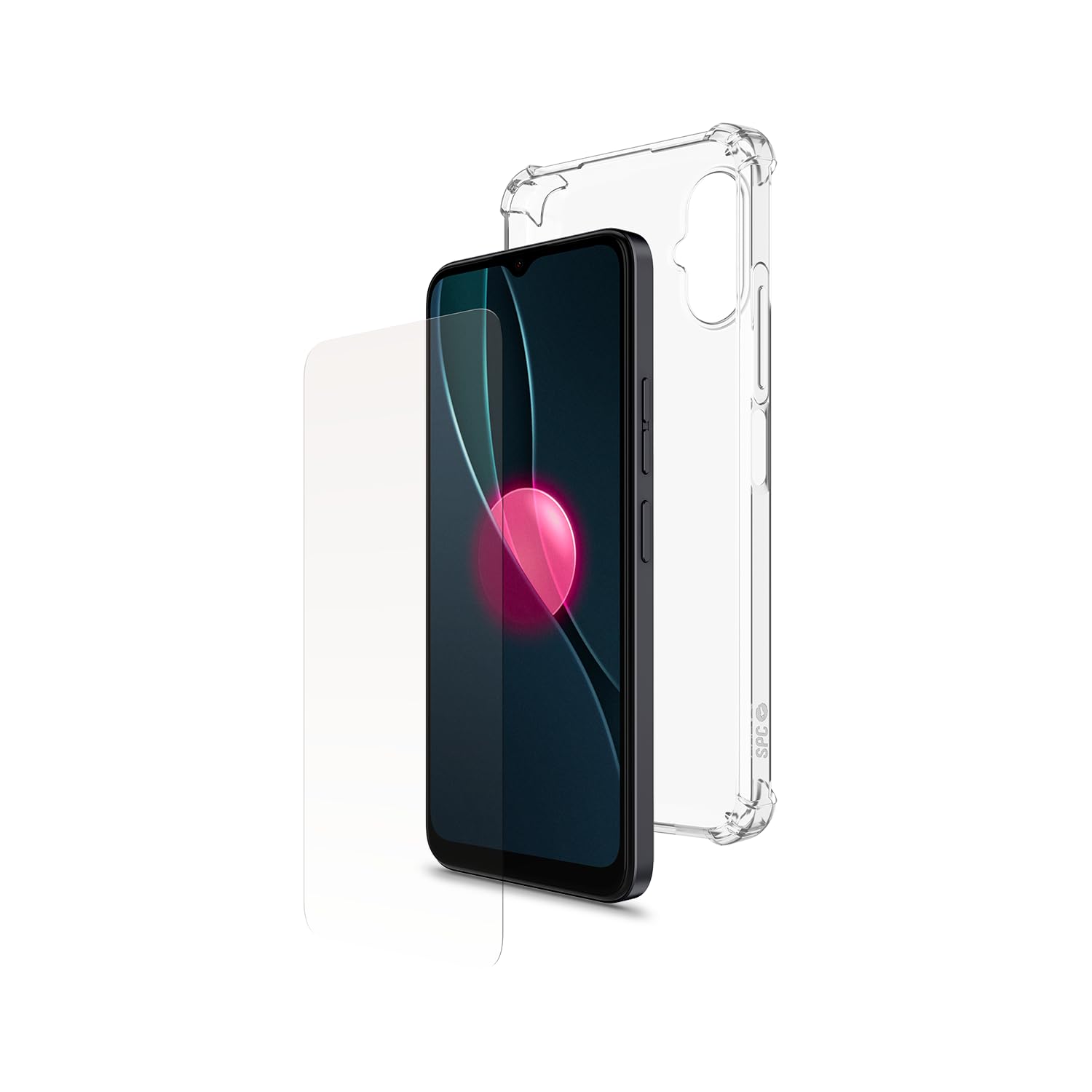 SPC Discovery Protection Pack, Transparent Silicone Case + Tempered Glass Discovery (6.5 Inches) with Reinforced Corners