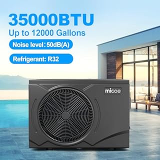 MICOE 35,000 BTU Inverter Pool Heat Pump for Above Ground & Inground Pools up to 24ft (12,000 Gal), Electric Heater with Heating and Cooling Mode, Titanium Heat Exchanger, App Control, 220V