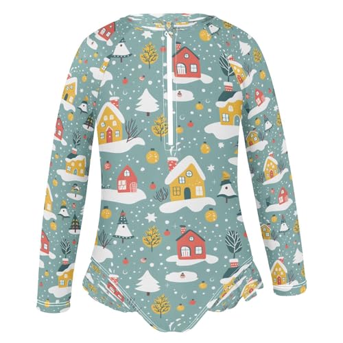 So Much House Winter Girls Long Sleeve Swimsuits One Piece Zipper Bathing Suit UPF 50+ Rashguard Swimwear2