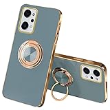 【Yikasina】 OPPO リノ9A ケースリング&リノ7A ケースリング 付き おしゃれ スマホケース シンプル (OPPO リノ9A, グレー)