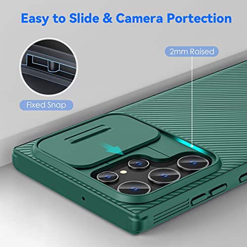 Image of CloudValley for Samsung Galaxy S22 Ultra Case with Slide Camera Cover, Hard PC Back & Soft Bumper Full-Body Protection, Slim Shockproof Protective Phone Cases for S22 Ultra 5G 6.8 inch (2022) - Green
