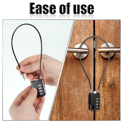 2 Stück 4-Stelliges Kabelschloss Zahlenschloss mit 30cm Drahtseil, Rollerschloss Drahtschloss, Hochsicherheitsschloss Seilschloss Kofferschloss Zahlenschloss für Gepäck, Werkzeugkasten, Helmsicherung