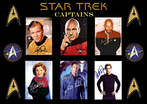 Atemberaubende Qualität Star Trek Captains signiert/Autogramm Drucke (A4-Druck, 29,7 x 21 cm)