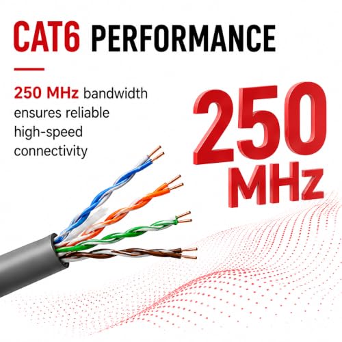 Image of HIKVISION CAT6 Ethernet Cable 305m | 23AWG | SOLID BARE PURE COPPER 99.95% | Diameter : 0.55mm | 250MHz | High Speed Network Cable for CCTV Cameras, Routers, PoE Switches, Offices | DS-1LN6U-G