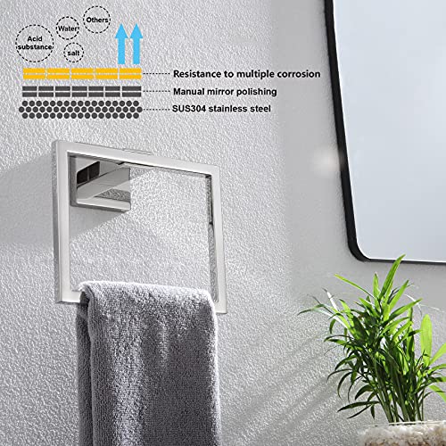 Image of KOKOSIRI Bathroom Towel Holder Bath Towel Ring Towel Hanger Towel Rack Wall Mounted Stainless Steel Mordern Style, Polished Chrome, B3004CH