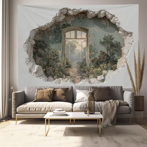 Tapiz de pared grande MULERN de 150x130cm para dar vida a tu salón con un toque verde pálido