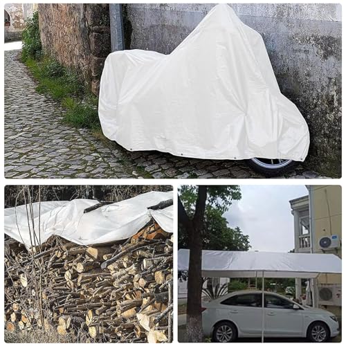 Hochwertige, wasserdichte Plane aus Segeltuch, 1,6 x 3 m, weiß, mit Metallösen. Strapazierfähige Outdoor-Abdeckung, individuell anpassbare Größe zum Schutz von Campingausrüstung un