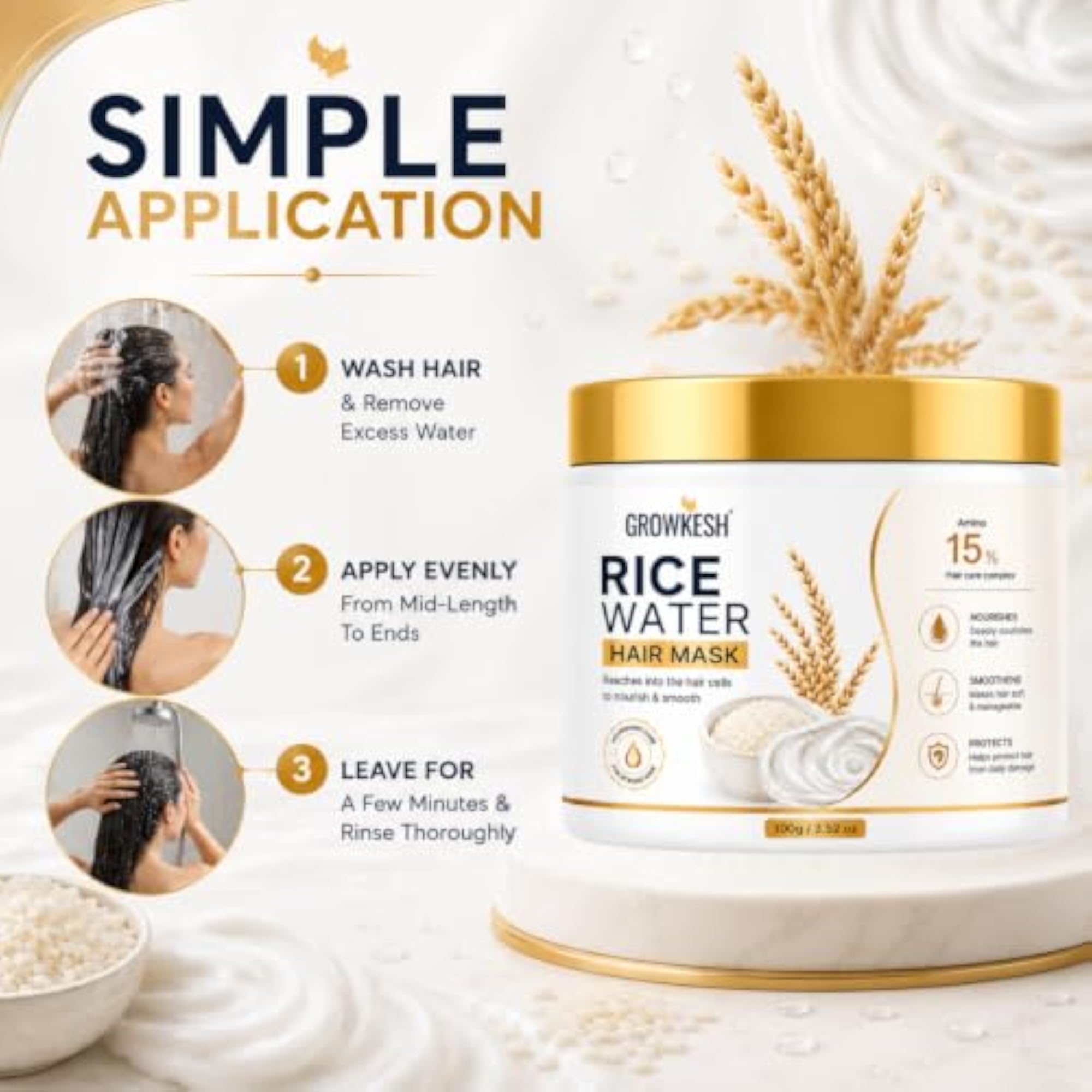 Rice Water Hair Mask for Smooth, Soft & Manageable Hair
