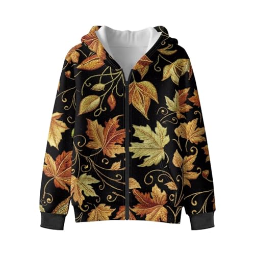 Boy's Fleece Hoodies with Long Sleeve, Lightweight Hooded Sweatshirt Casual Jacket, Zipper Up Sweatshirt for Kids