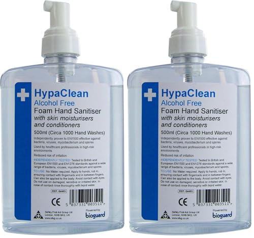 Image of Safety First Aid Group HypaClean Alcohol Free Foam Hand Sanitiser (500 ml) (Pack of 2)