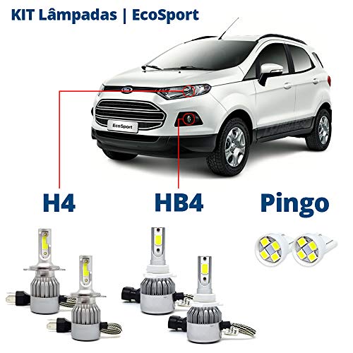 Kit Lâmpadas Ecosport 2003 a 2012 Super Led Branca 6000k 8200 Lumens Honesty