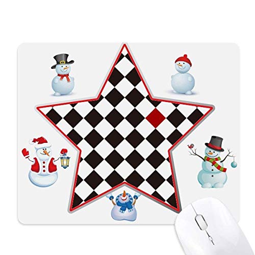 Tapis de souris de Noël bonhomme de neige et étoile Rhombus Line