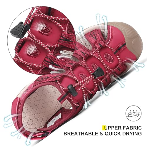 Image of Dannto Women's Sport Hiking Sandals Closed Toe Outdoor Athletic Walking Sandal Lightweight Summer Water Shoes