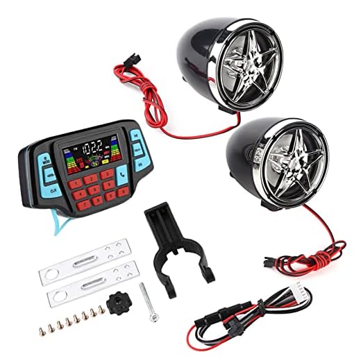 KIMISS Motorcycle Speakers, Motorcycle Speakers Waterproof, Motorcycle Speakers and Amplifier Audio Sound System BT MP3 Player Audio Stereo Speaker System USB Memory Card Carrier