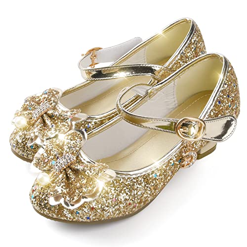 Princess Dress Shoes Flower Girls Low Heel Glitter Party Mary Jane2