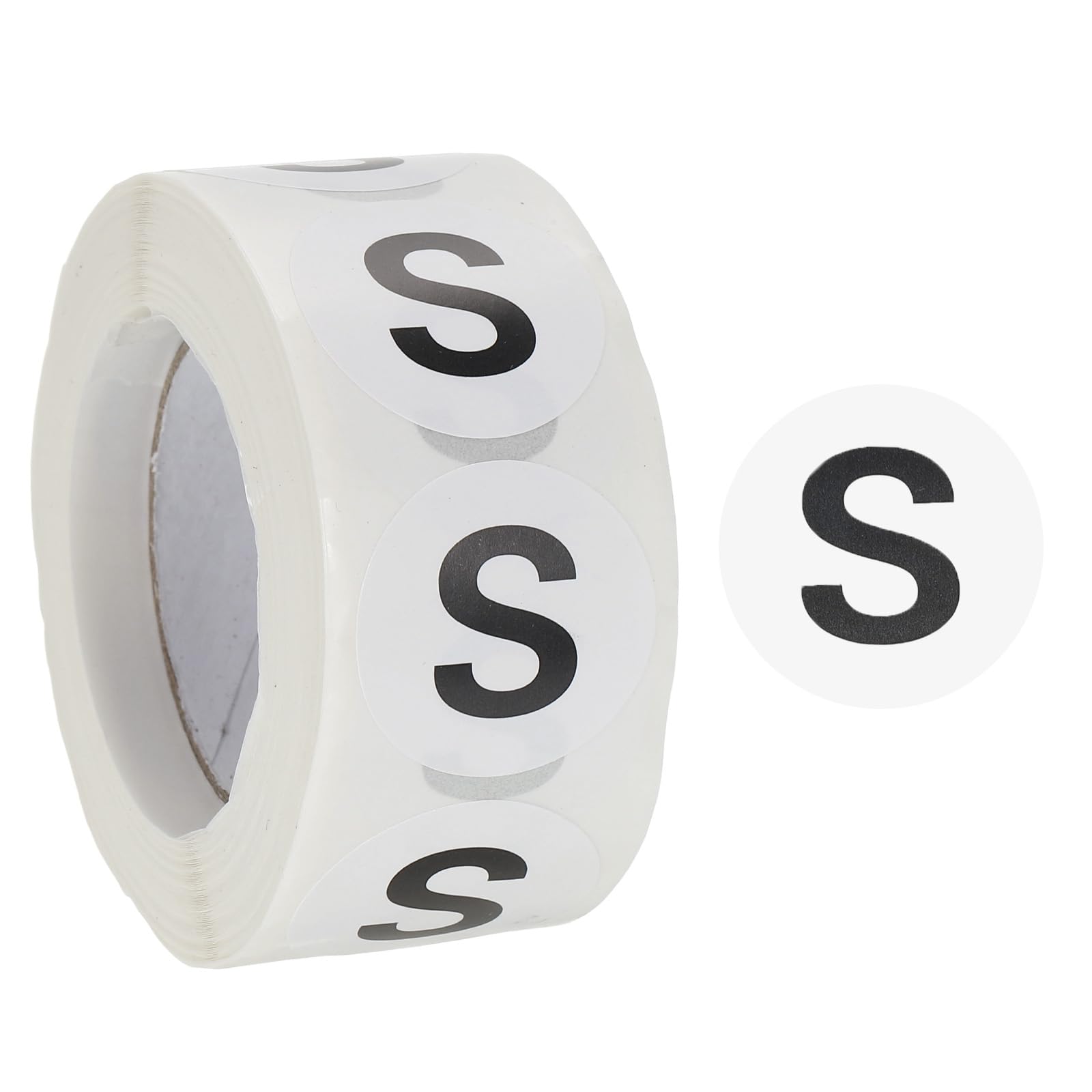 PATIKIL Clothing Size Stickers 1 Inch Round Coded Self-Adhesive Label S Size T-Shirt Labels 500 Pieces Per Roll for Shirt Skirt Clothes Retail, Black