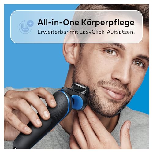 Foto von Braun Series 5 Rasierer Herren Elektrisch, Elektrorasierer mit 50 Min. Akku. EasyClean Rasierapparat, Trockenrasierer, Wasserdicht, Made in Germany, Wasserdicht, 51-B1000s, Blau