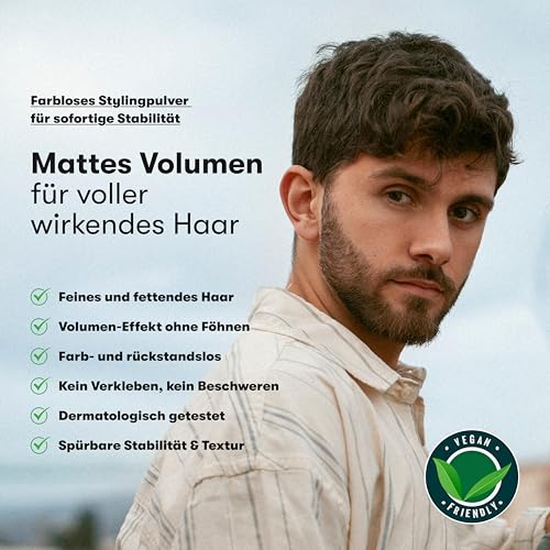 Foto von O.C. HAIRCARE Stylingpulver - Volumen Puder Haare - Haarpuder für dünnes & feines Haar - mit MATT-EFFEKT - 30 Tage risikofrei testen - von führenden Salons empfohlen - farblose Grundierung