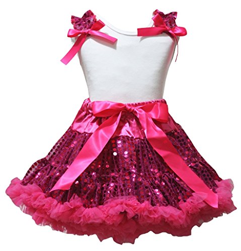 Falda de lentejuelas de niña blanca para camisas vestir infantil