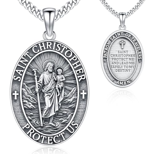 Pendentif Saint Christophe argent 925 amulette voyage pour homme et femme