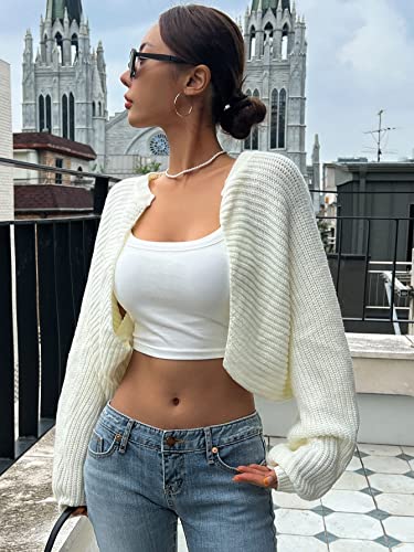 GORGLITTER Women's Long Sleeve Bolero Shrug Open Front Knit Cropped Cardigan Sweater Shrugs3