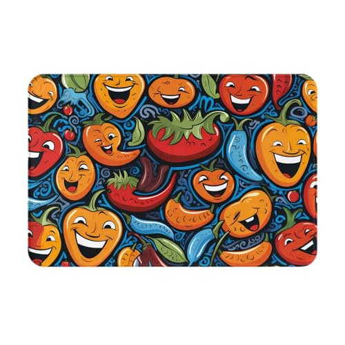 WZYWHJ Felpudo antideslizante de 40,6 x 61 cm, fácil de limpiar, adecuado para puerta delantera, sala de estar, baño, chile y pimienta, divertido paquete de impresión