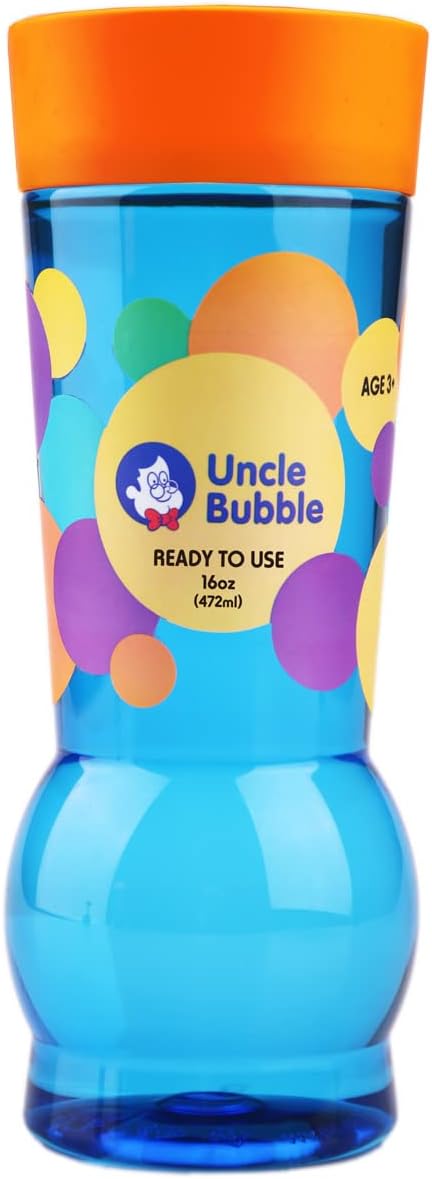 Uncle Bubble Ready-To-Use Solution Refill, For Trumpet Blower, No Spill Bubbles, Machines And Wands, Party Favors, 4 Pouches