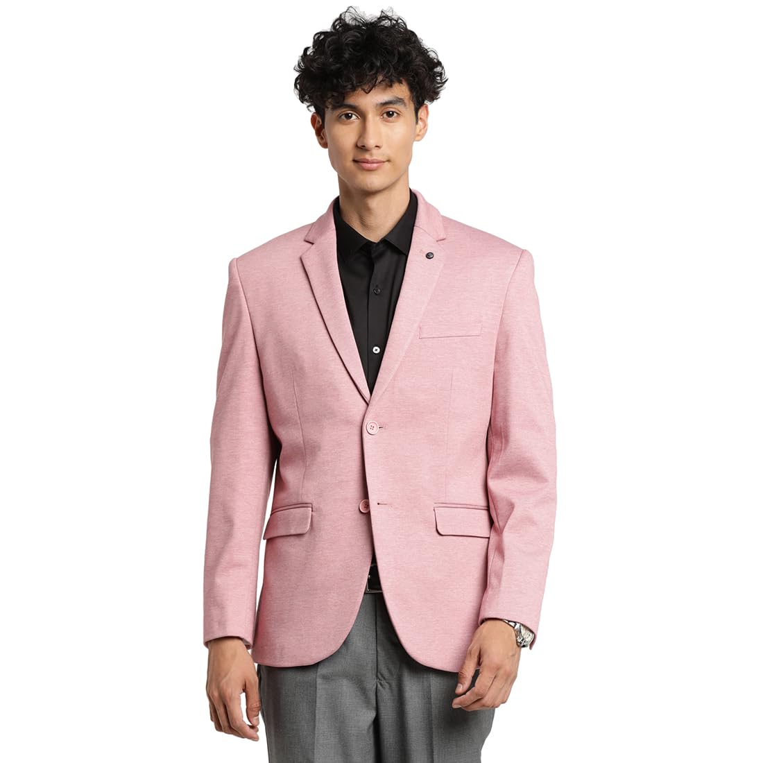 turtle Men Knitted Solid Rose Pink Blazer-picture-30