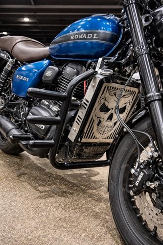 Image of Asco Motors Matte Black 3-Rod Engine & Leg Guard - Compatible with Jawa & Yezdi (2025-26) Models (42, 42FJ, Perak, Bobber, Classic 350, Roadster,)