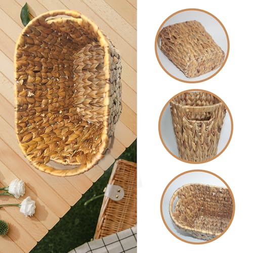 Image of Handwoven Wicker Trash Can,Ideal Built-in Handle Wicker Waste Basket for Bathroom,Bedroom, Office,Bohemian Decorative Wickers Trash Can，- 5 Gallon