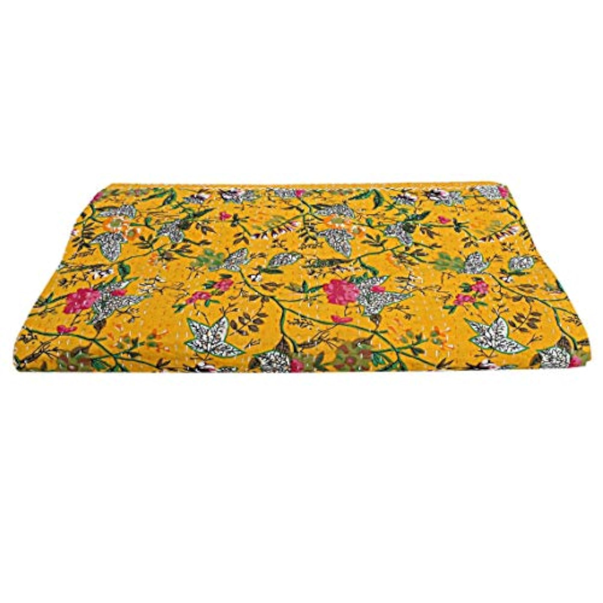 Handmade Bedcover Kantha Quilt, Blue Grey