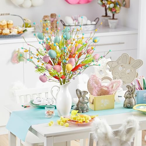 HOHOTIME-6pcs-Artificial-Easter-Stems-with-Eggs-Carrots-165in-Spring-Floral-Picks-for-Vase-Pink-Yellow-Blue-Easter-Table-Centerpieces-Home-Decor-Plastic-Foam-Easter-Decoration-Twig-Branches HOHOTIME 6pcs Artificial Easter Stems with Eggs Carrots 165in Spring Floral Picks for Vase Pink Yellow Blue Easter Table Centerpieces Home Decor Plastic Foam Easter Decoration Twig Branches