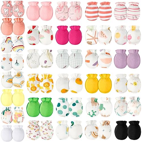 Image of ONESING 32 Pairs Baby Mittens Baby Gloves No Scratch 0-6 Months Baby Essentials Mittens for Newborn Baby Boys Girls