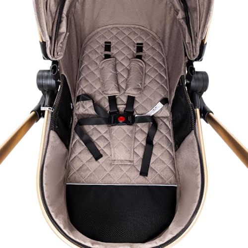 Shineey Kinderwagen 3 in 1,Puppenwagen Buggy Faltbarer Kinderwagen Set, Kombikinderwagen 3 in 1 mit Großer Bequemer Babywanne, Laufwagen Rahmen Aluminiumlegierun (H2 DEEPGREY, H2)