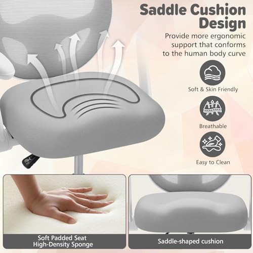 Image of HOFFREE Kids Desk Chair Ergonomic Study Chair with Flipped Armrest-Grey