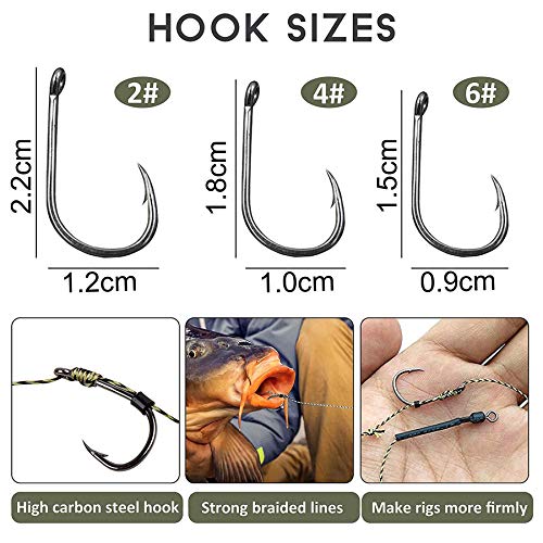 18stk Angelhaken Karpfen Vorfach fertig gebundene Karpfenrigs mit Barbed Karpfenhaken,Boilies Karpfen Rigs zum Karpfen Angelnzubehör