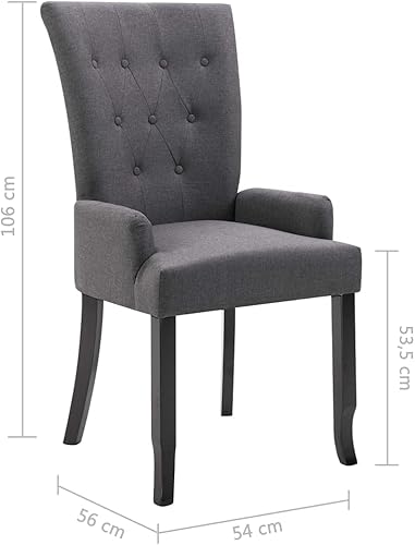 Miniatura 2 de Ergonomic Dining Chair, Dark Grey Polyester Fabric, Solid Oak Wood Frame, Modern Kitchen & Dining Room Furniture