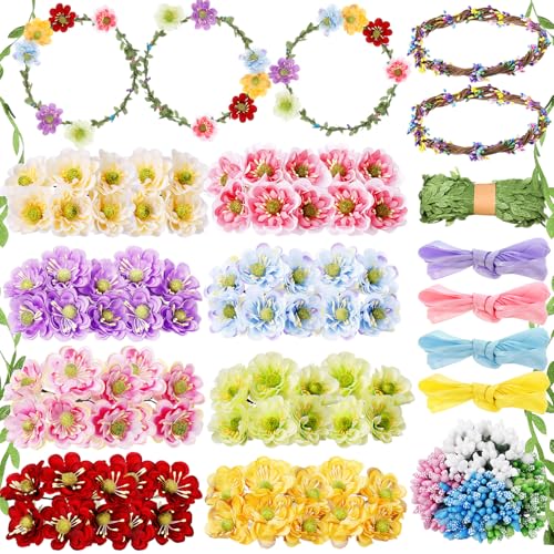 Zeyune 20 Sets Flower Crown for Women Headbands DIY Kit Daisy