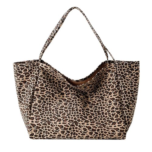Women's leopard print shoulder bag, large capacity soft handbag, simple multifunctional crossbody bag