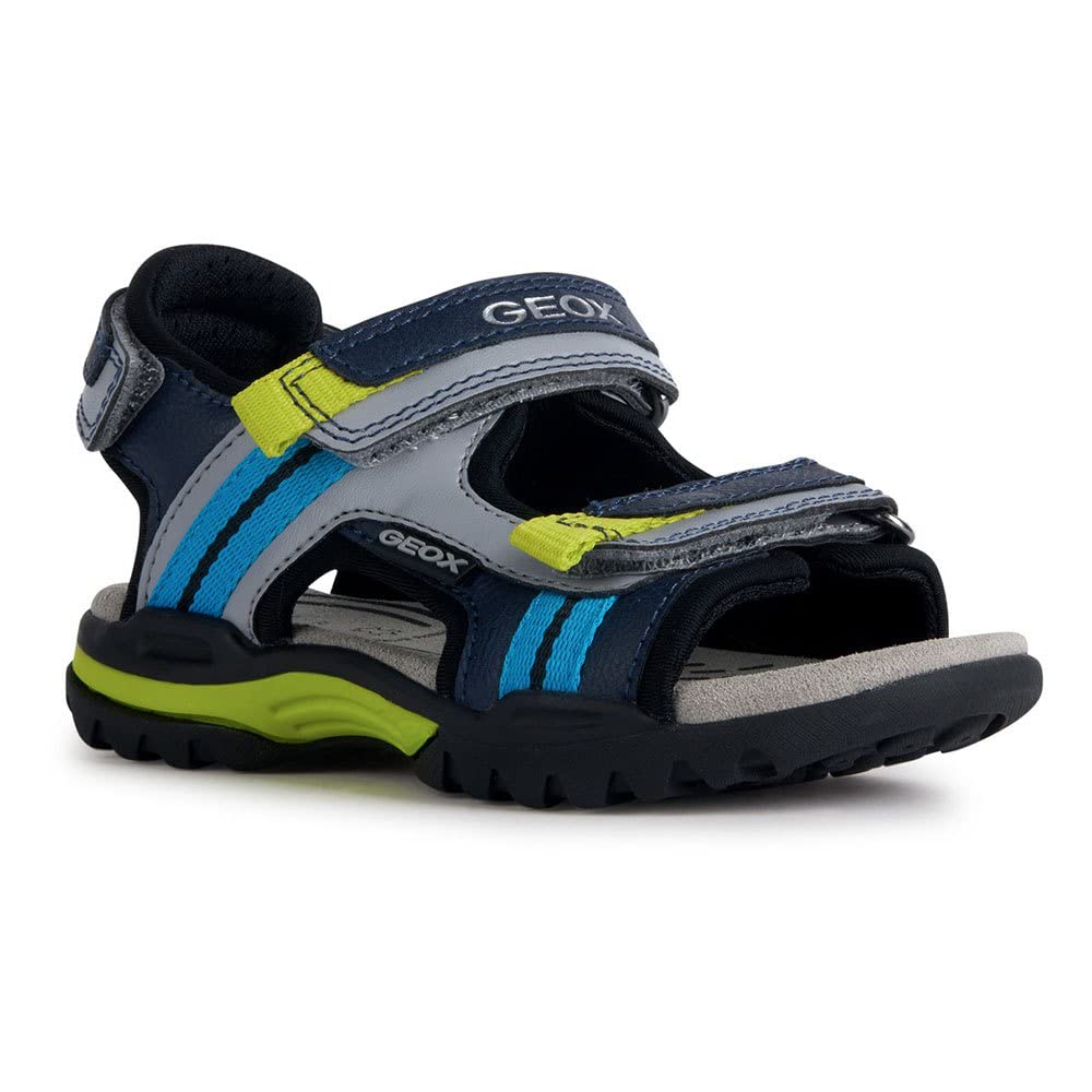 Geox J Borealis Boy Sandal, Navy Grey, 7.5 UK Child