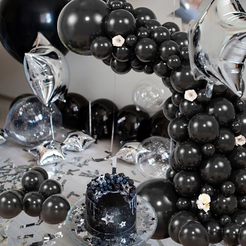 104pcs Black Balloons - 18/12/10/5 Inch Different size Black Latex Balloons Garland Arch for Birthday Wedding New Year's Eve Halloween Party Decoration - Image 4