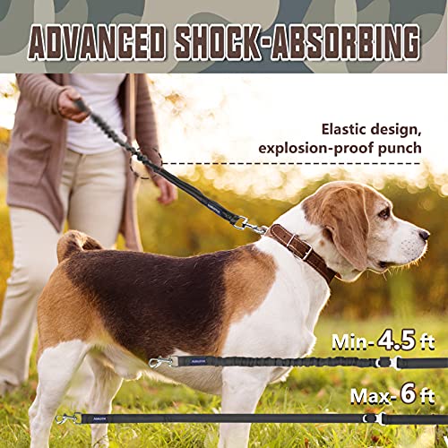 Auroth Dog Leash Large Dogs, Heavy Duty Dog Leash Bungee, No Pull Dog Leash For Shock Absorption, Black Dog Training Leashes For Medium Large Breed Dogs 6Ft, 2 Padded Handles #TOP3