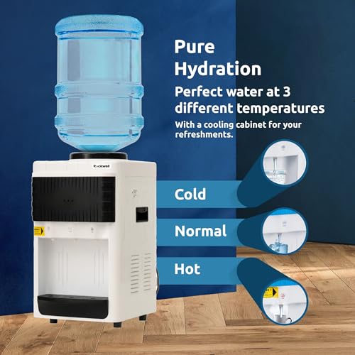 Image of Rockwell Pure Mini Table Top Water Dispenser | Hot, Cold & Normal Water | Compact Design | Child Lock Hot Tap | Ideal for Home & Office