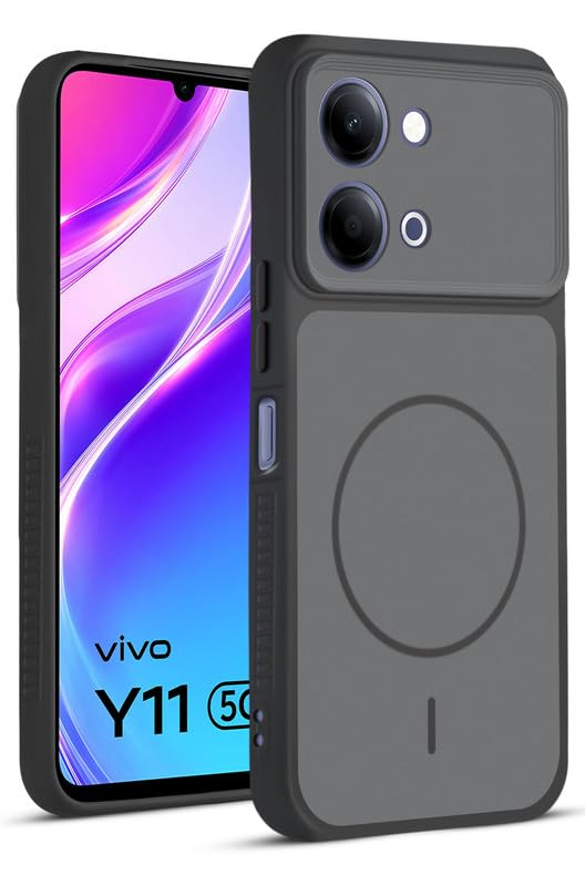 Image of Mr. Case Back Cover for Vivo Y11 5G | Ring Design Protective Case with Camera Cut Protection | Anti Slip Grip | Shockproof Mobile Cover - Black
