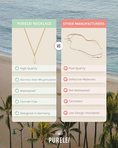 Purelei® Sparkling Necklace – 18K Gold plated stainless steel jewelry – Waterproof chain with sparkling pendants – 16 to 18 inch adjustable length – Fashion jewelry for your individual look4